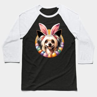 Chinese Crested with Bunny Ears Celebrates Easter Joyfully Baseball T-Shirt